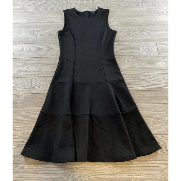 GAP Dresses & Skirts - Gap Dress Size 0 Fit & Flare Pleated Stretch Black Sleeveless Round Neck Zipper